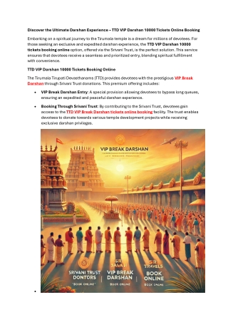 TTD VIP Darshan 10000 Tickets Booking Online