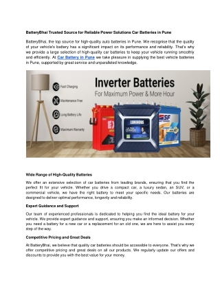 batterybhai trusted source for reliable power
