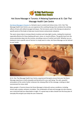 hot stone massage in toronto a relaxing