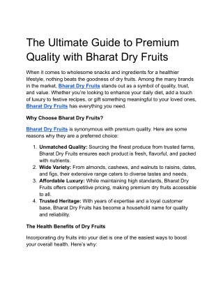 The Ultimate Guide to Premium Quality with Bharat Dry Fruits