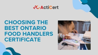 Choosing The Best Ontario Food Handlers Certificate