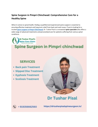 Expert Spine Surgeon in Pimpri-Chinchwad | Dr. Tushar Pisal - Trusted Spine Spec