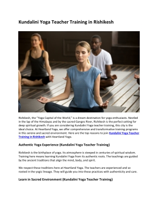 Kundalini Yoga Teacher Training in Rishikesh