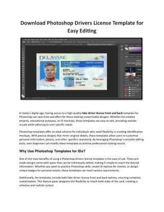 Download Photoshop Drivers License Template for Easy Editing