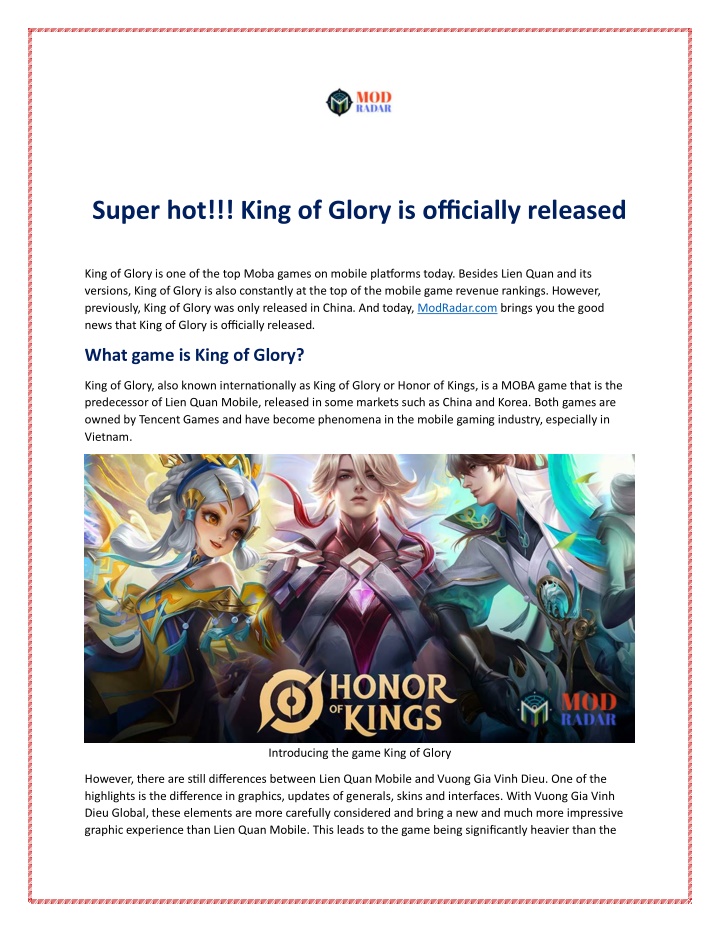 super hot king of glory is officially released