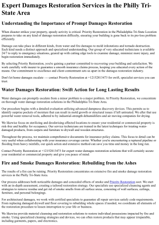 expert damages restoration services in the philly