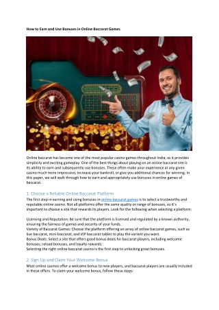 how to earn and use bonuses in online baccarat