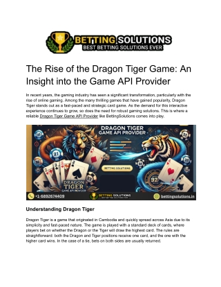 the rise of the dragon tiger game an insight into