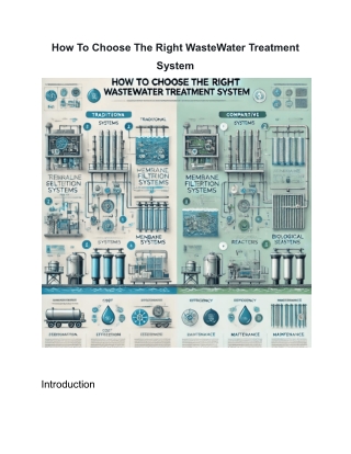 How To Choose The Right WasteWater Treatment System