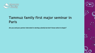 Tammuz family first major seminar in Paris