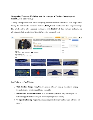 Comparing Features, Usability, and Advantages of Online Shopping with FindQC.com
