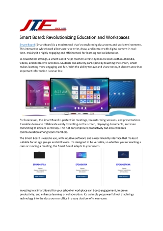 Smart Board: Revolutionizing Education and Workspaces