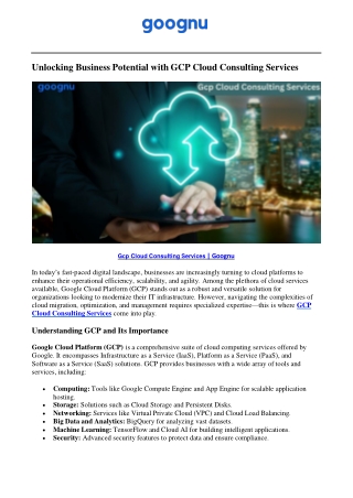 unlocking business potential with gcp cloud