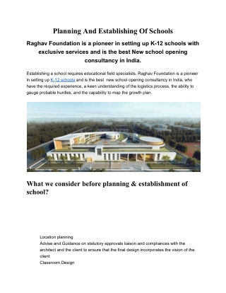 planning and establishing of schools