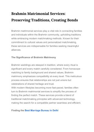 Brahmin Matrimonial Services_ Preserving Traditions, Creating Bonds