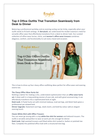 Top 4 Office Outfits That Transition Seamlessly from Desk to Dinner