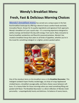 Wendy’s Breakfast Menu  Fresh, Fast & Delicious Morning Choices