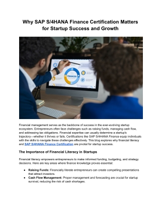 Why SAP S_4HANA Finance Certification Matters for Startup Success and Growth