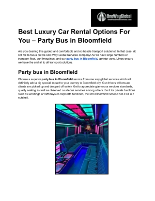 Best Luxury Car Rental Options For You – Party Bus in Bloomfield.docx