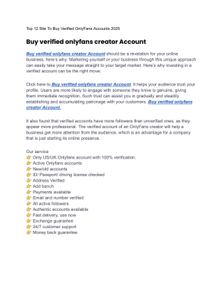 Top 12 Site To Buy Verified OnlyFans Accounts 2025