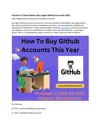 Factors to Check Before Buy Aged GitHub Accounts 2025