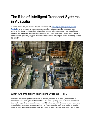 The Rise of Intelligent Transport Systems in Australia