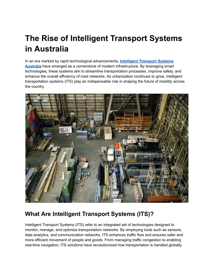 the rise of intelligent transport systems