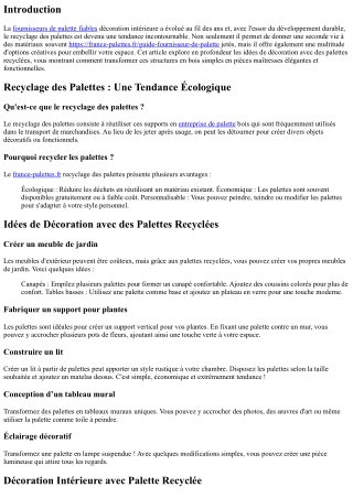 Idées de Décoration avec des Palettes Recyclées
