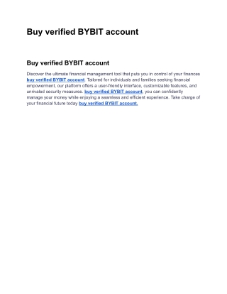 Best Place to Buy verified BYBIT account