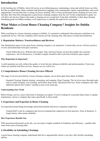 What Makes a Great House Cleaning Company? Insights for Dublin Residents