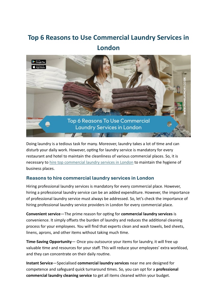 top 6 reasons to use commercial laundry services