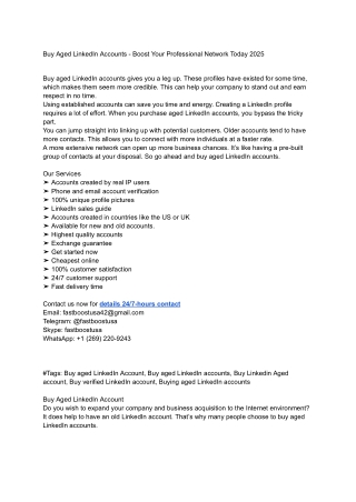 Buy Aged LinkedIn Accounts - Boost Your Professional Network Today 2025