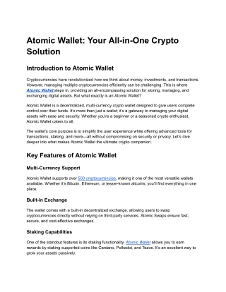 atomic wallet your all in one crypto solution