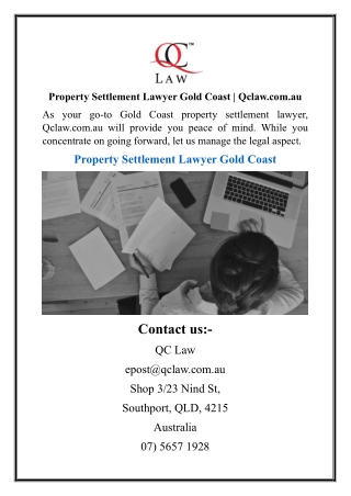 Property Settlement Lawyer Gold Coast  Qclaw.com