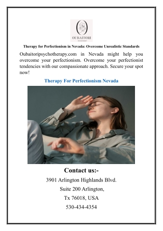 Therapy for Perfectionism in Nevada Overcome Unrealistic Standards