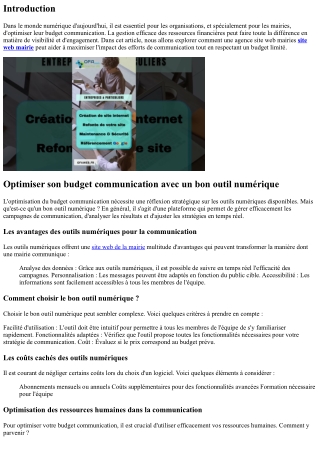 “Optimiser son budget communication avec un bon outil numérique”