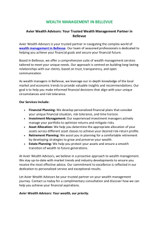 wealth management in bellevue