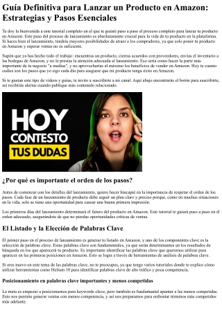 Cómo Lanzar un Producto en Amazon: Guía Completa con Estrategias y Pasos Clave