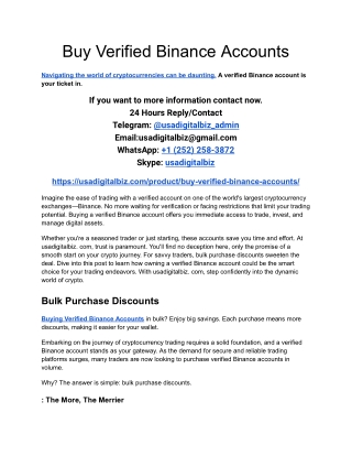 Buy Verified Binance Accounts
