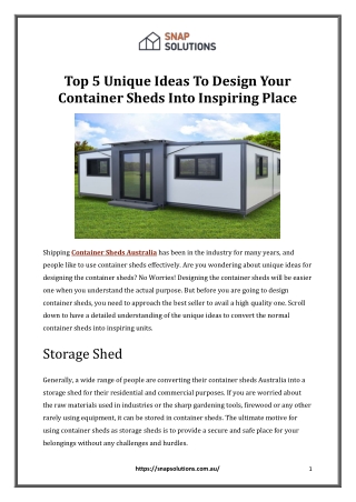 top 5 unique ideas to design your container sheds