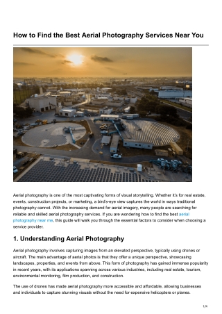 How to Find the Best Aerial Photography Services Near You