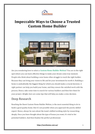 impeccable ways to choose a trusted custom home
