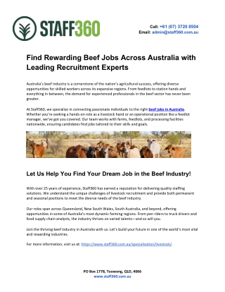 Find Rewarding Beef Jobs Across Australia with Leading Recruitment Experts