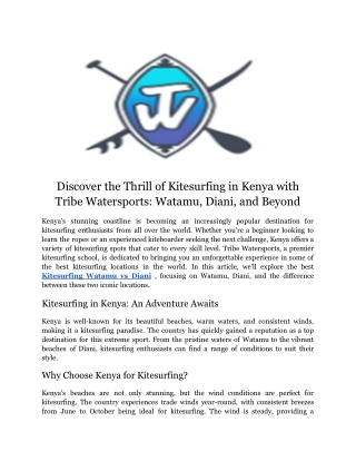 discover the thrill of kitesurfing in kenya with