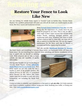Restore Your Fence to Look Like New