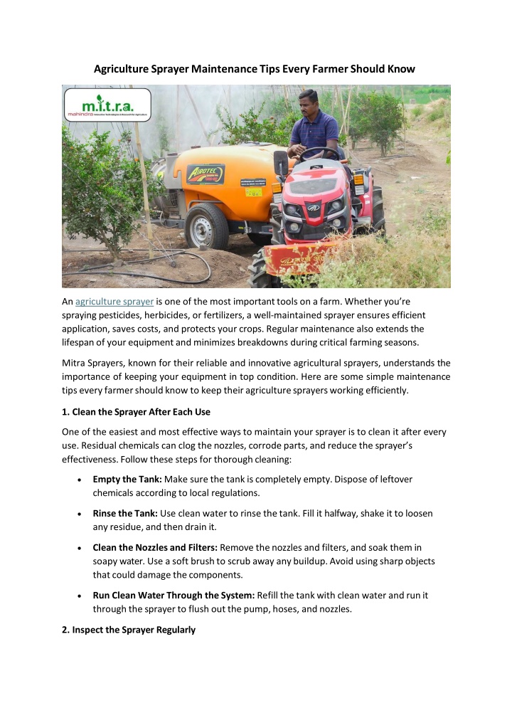 agriculture sprayer maintenance tips every farmer