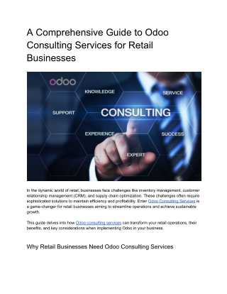 A Comprehensive Guide to Odoo Consulting Services for Retail Businesses