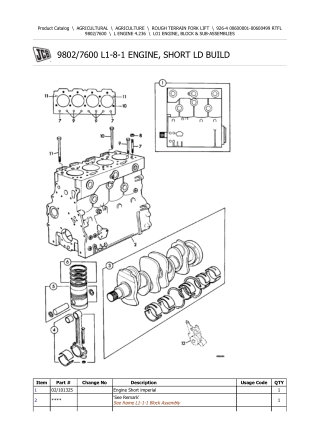 JCB 926-4 Forklift Parts Catalogue Manual Instant Download (SN 00600001-00600499)