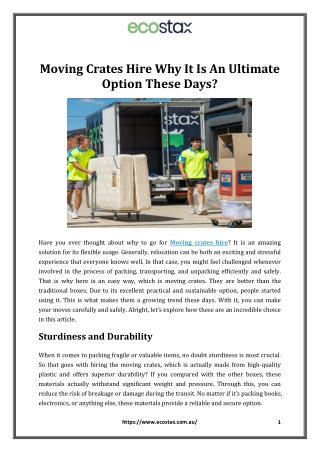 Moving Crates Hire Why It Is An Ultimate Option These Days