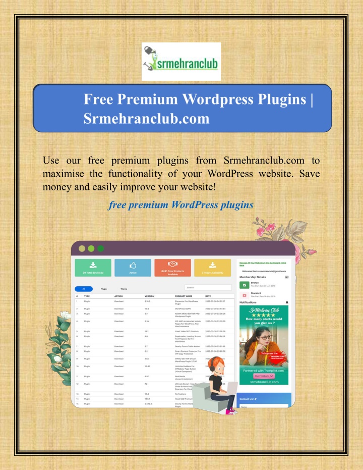 use our free premium plugins from srmehranclub